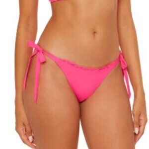 Becca Small Frills Tie Side Bikini Bottom Punch Pink S